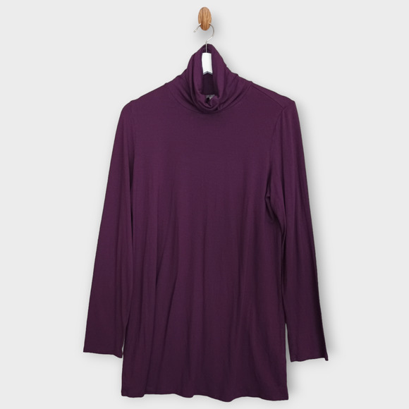 J Jill Shirt Women Medium Purple Minimalist Casual Stretch Basic Knit Turtleneck - Picture 1 of 5